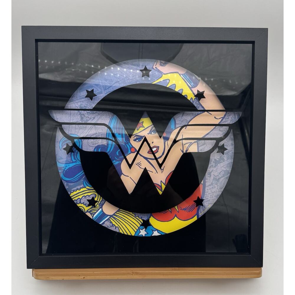 Open Road Wonder Woman Portrait Under Logo 13" Sq. Black Frame with Glass